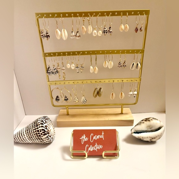 The Coconut Collective Aloha Black Hebrew Cone Gold Earrings NWT! - Picture 3 of 5